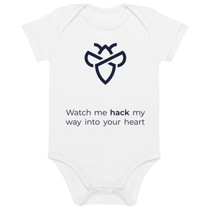 Baby bodysuit 'Watch me hack my way into your heart'